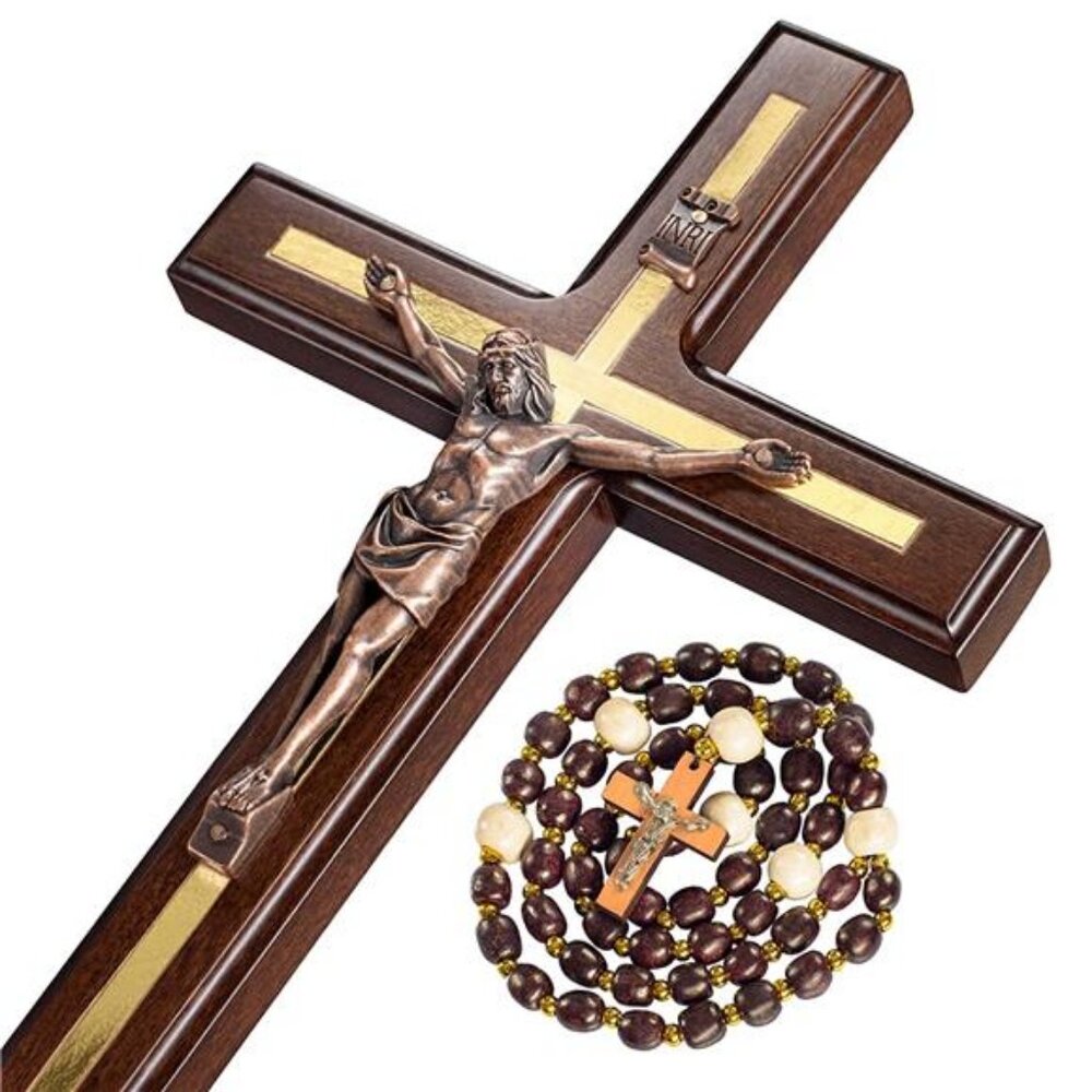 Asterom Crucifix Wall Cross - Handmade Wood Cross Wall Decor - Catholic - Picture 1 of 10